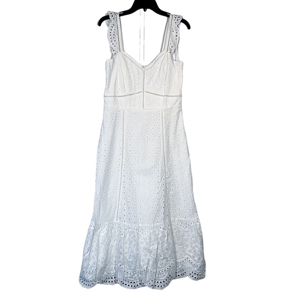 Parker Genevieve Long Eyelet MIDI Dress in Ivory - Picture 3 of 12